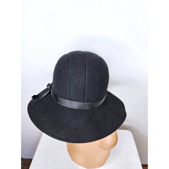 Vintage Black Wool Felt Hat -Made in USA Fedora Hat - Womens Wool Hat - Picture 7 of 10